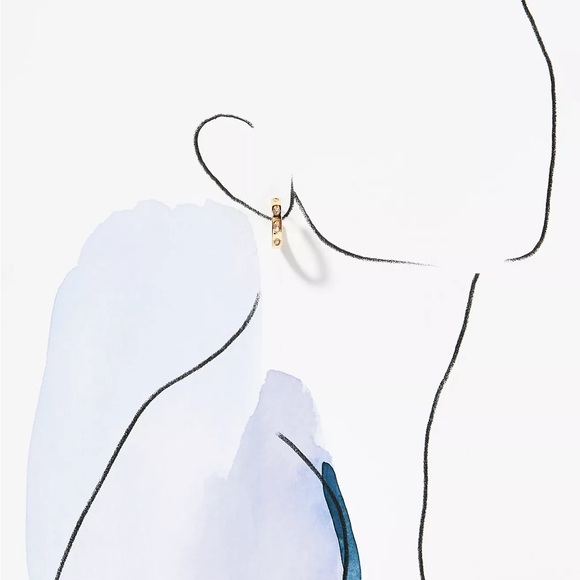 New Anthropologie Stone Huggie Hoop Earrings - Picture 3 of 8